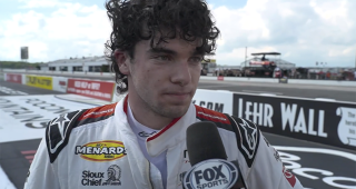 Promo Image for Interview: Gio Ruggiero celebrates his victory Friday at Pocono